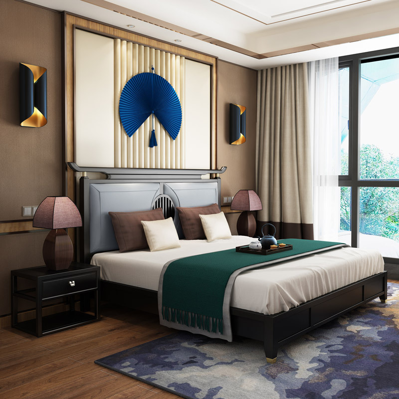 禧漫屋新中式床18米双人床主卧床现代禅意成人床现代简约轻奢中式家具