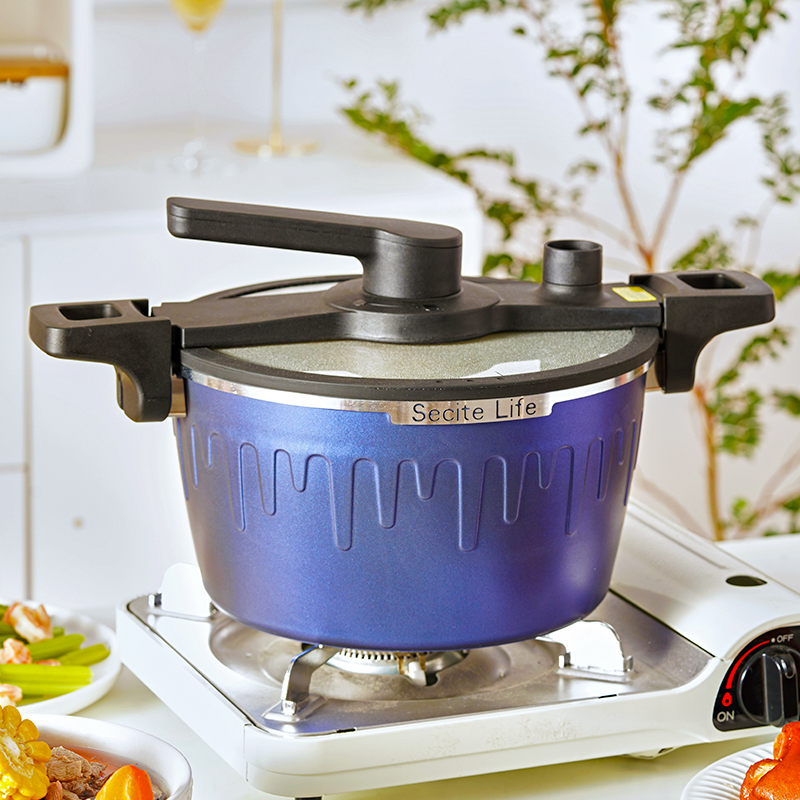 新思特 国潮宝石蓝系列-微压锅WY-A不粘锅多功能微压锅汤锅压力锅家用高压锅电磁炉通用燃气高清大图