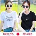南极人纯棉T恤女短袖新款韩版夏宽松百搭印花大码上衣 M 白色+8656黑色