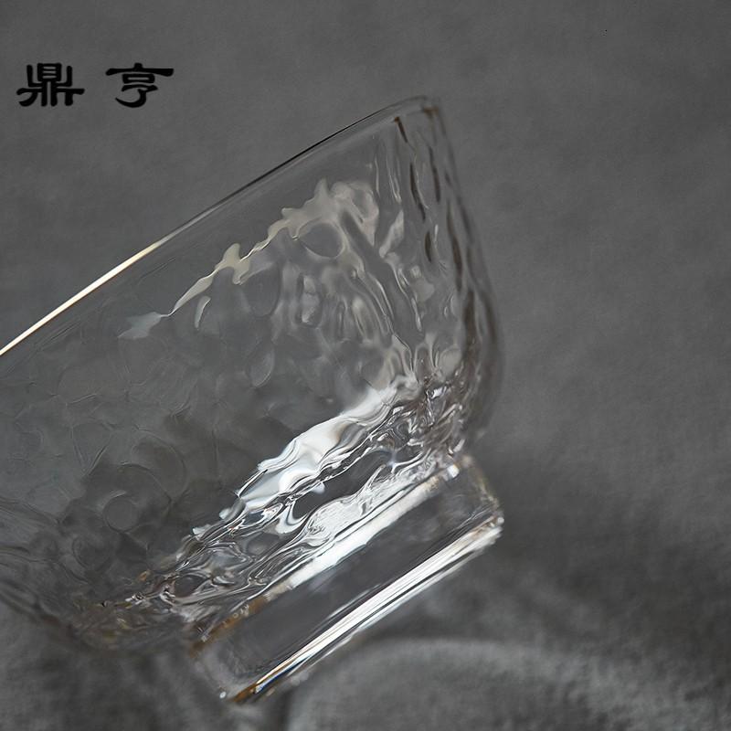 鼎亨日式锤纹品茗闻香杯耐高温玻璃茶杯手工茶具配件小杯子