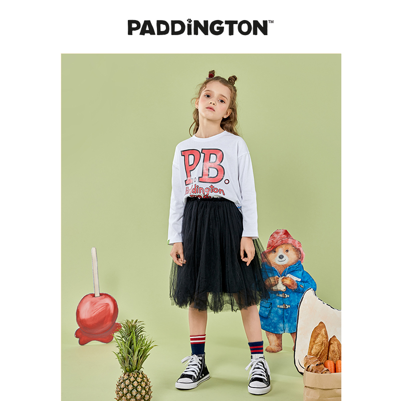 Paddington Bear帕丁顿熊女童T恤春季儿童内搭外穿字母T恤