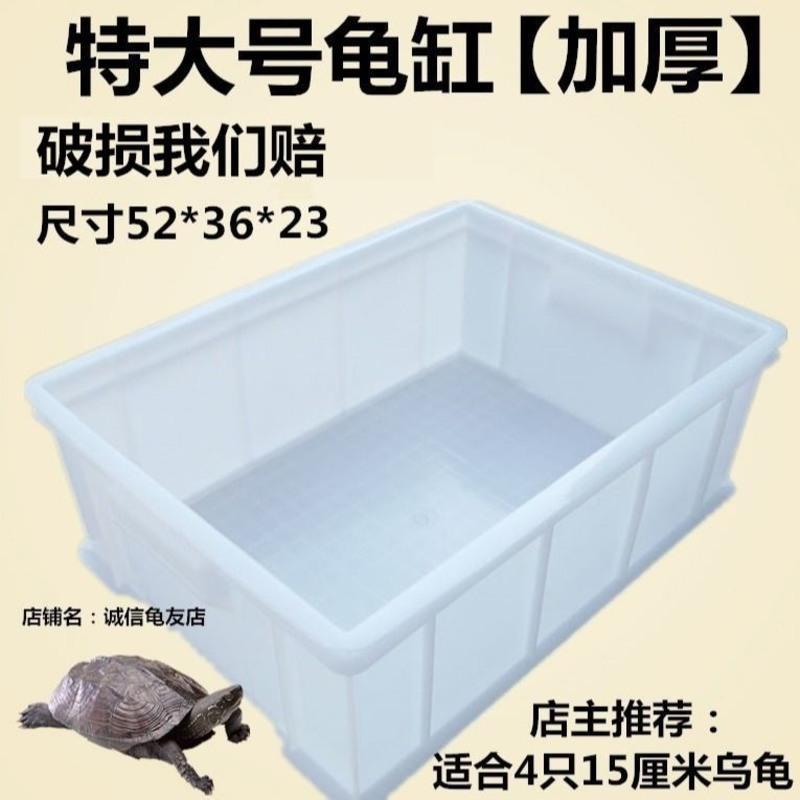乌龟缸特大号龟箱塑料过滤造景白色饲养盒子小号整理箱带晒台 小号龟缸[特价]