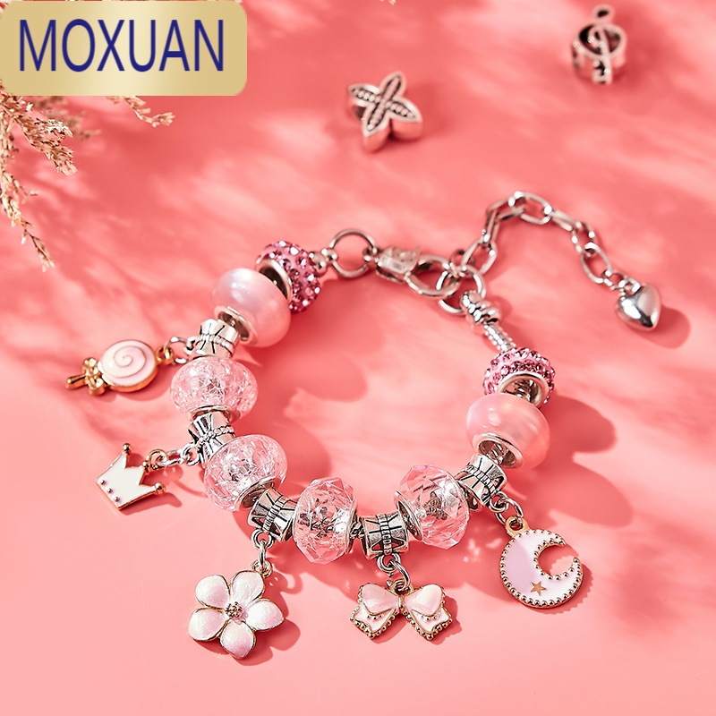 moxuan儿童串珠手链手工diy制作小女孩玩具首饰6益智穿珠子套装项链
