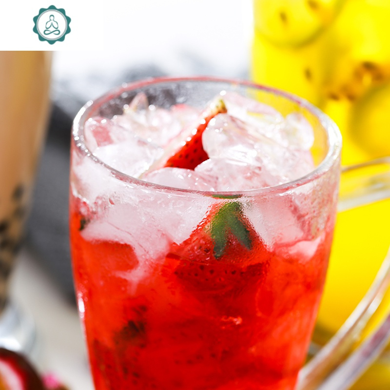 商用水果茶 冰镇 奶茶 冷饮 玻璃果汁 带把玻璃杯