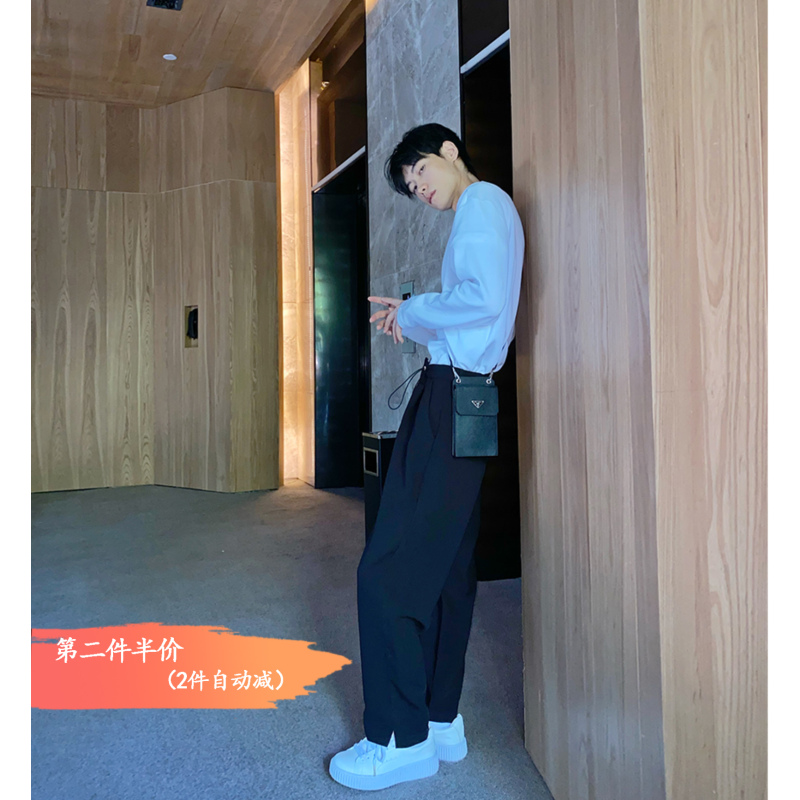 SUNTEK春秋色简约基础半高领打底衫上衣棉韩版长袖T恤男女情侣体恤T恤