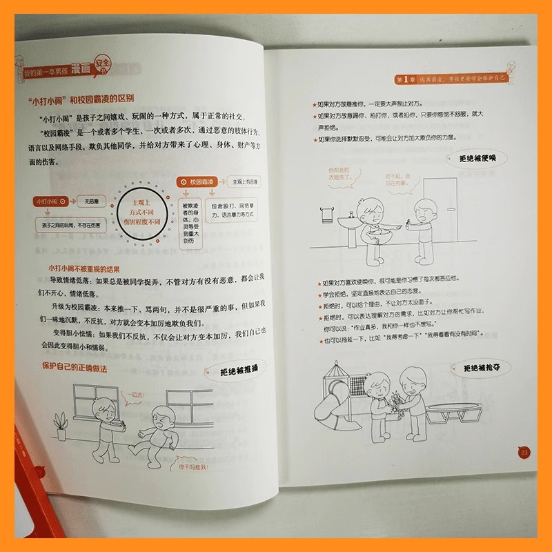 [全套2册]男孩女孩漫画安全书 [正版]我的第一本男孩女孩漫画安全书给孩子漫画安全知识科普书籍儿童心理学家庭教育成长书校高清大图