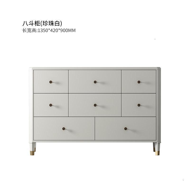 森美人美式实木轻奢斗柜卧室储物柜后现代玄关柜意式客厅隔断装饰柜家具 八斗柜白色整装