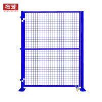 夜莺 车间隔离网门工厂仓库围栏网防护网快递分拣隔断网配套门铁丝网门防护栅栏 蓝色2.0米高*1.5米宽单开门