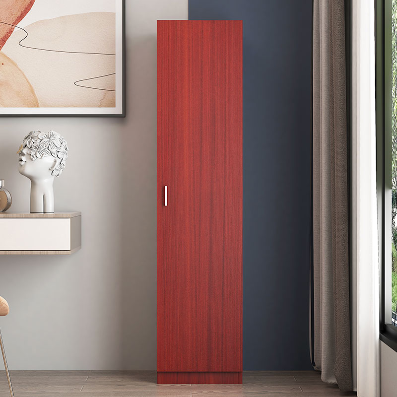 臻远ZY-MZYG-11 简约木质衣柜卧室单开门衣柜夹缝储物柜柚木色C款单门高清大图