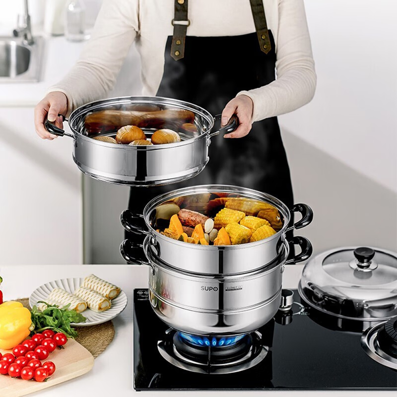 苏泊尔(SUPOR)好帮手不锈钢26cm双层蒸锅 26cm VZ26BS03