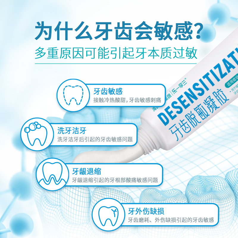 海氏海诺 牙齿脱敏凝胶100g 医用级抗敏牙膏牙周牙龈敏感护理含氟糊剂高清大图