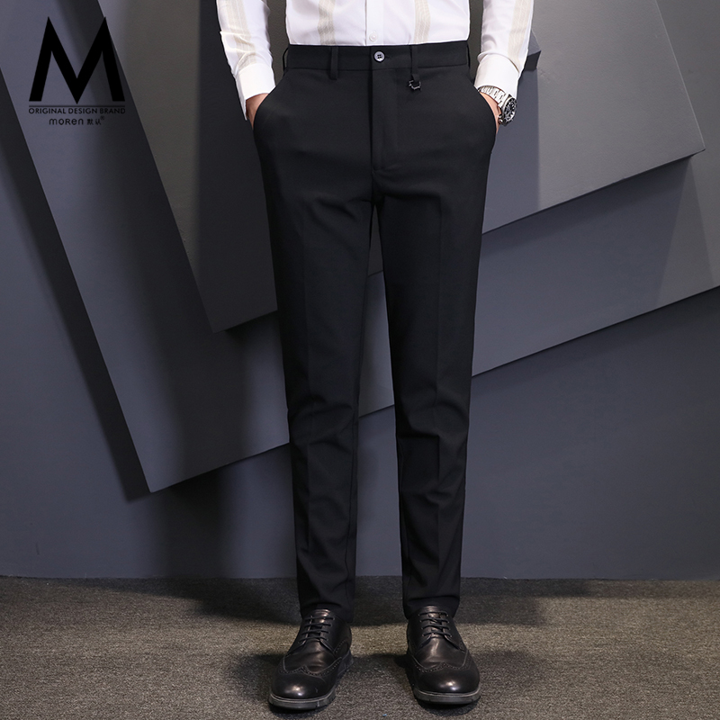 yuansu垂感西裤男秋冬韩版潮流修身黑色裤子商务免烫纯色休闲男士西装