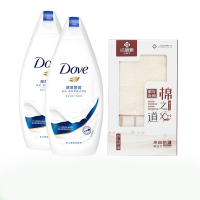 洗护组合5(多芬沐浴乳400ml*2瓶+洁丽雅毛巾单条装盒装 颜色随机)新老包装随机