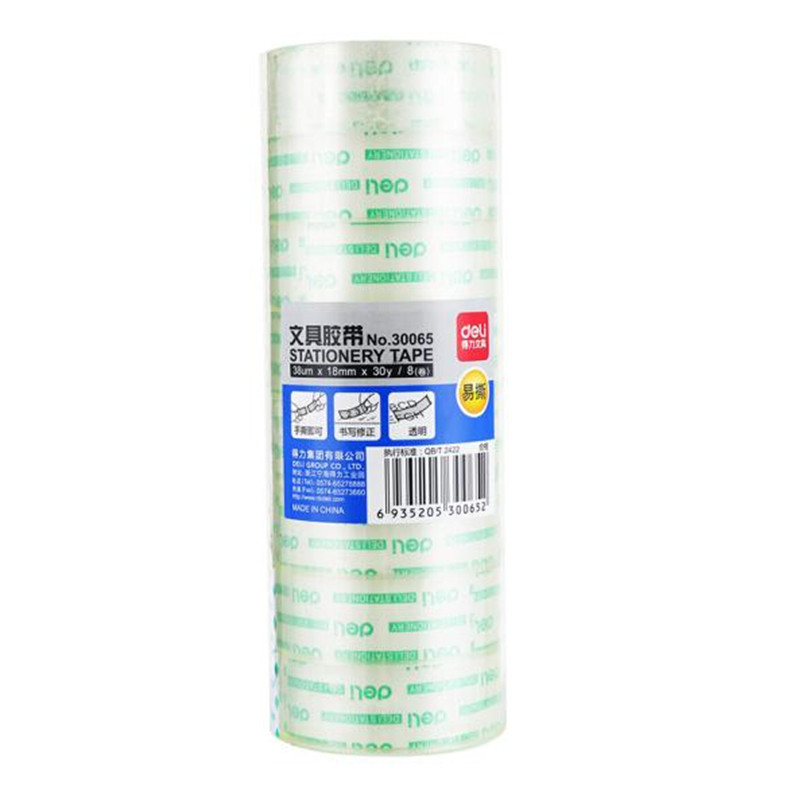得力(deli) YC 30065 透明文具胶带 18mm*30y) 8卷/筒装