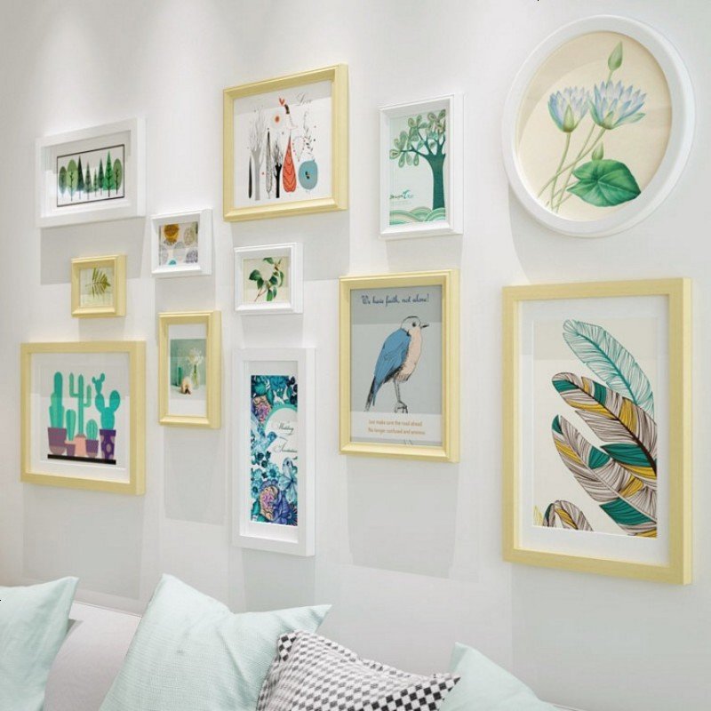 组合客厅装饰画框背景墙简约相片相框相框沙照片照片墙北欧组合简约