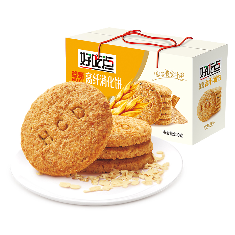 达利园 好吃点 饼干 零食 高纤消化饼800g(饼干礼盒)高清大图