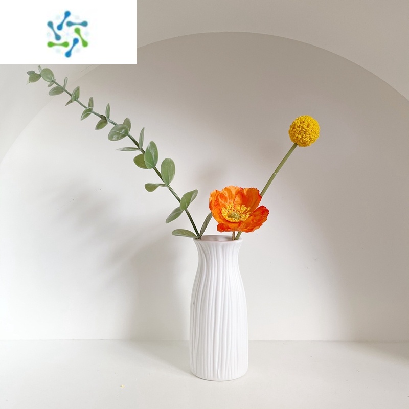 三维工匠ins风简约白色陶瓷插花小花瓶客厅家居满天星干花装饰品摆件