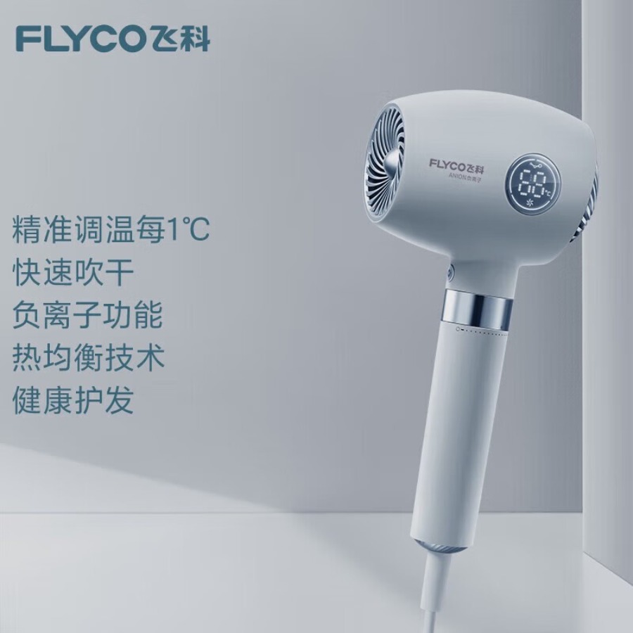 飞科(FLYCO) 家用吹风机 大功率吹风机 电吹风FH6366 淡蓝色