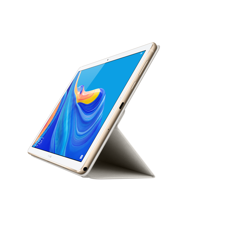 华为(HUAWEI)M6平板10.8寸保护套原装磁吸智能翻盖皮套多功能支架PU保护壳 亚麻色