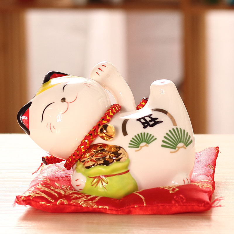 猫摆件小礼品存钱罐店铺开业送礼居家装饰手工创意日式发财猫 三维工匠 4寸禄猫高清大图