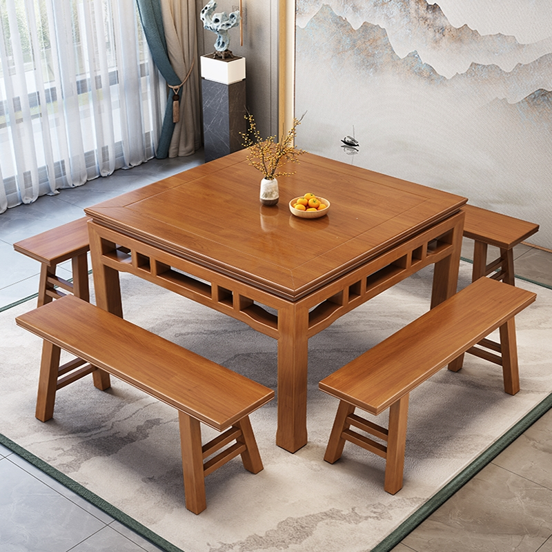 古达八仙桌木正方形中式老式桌子家用餐桌饭店餐馆小方桌吃饭桌子