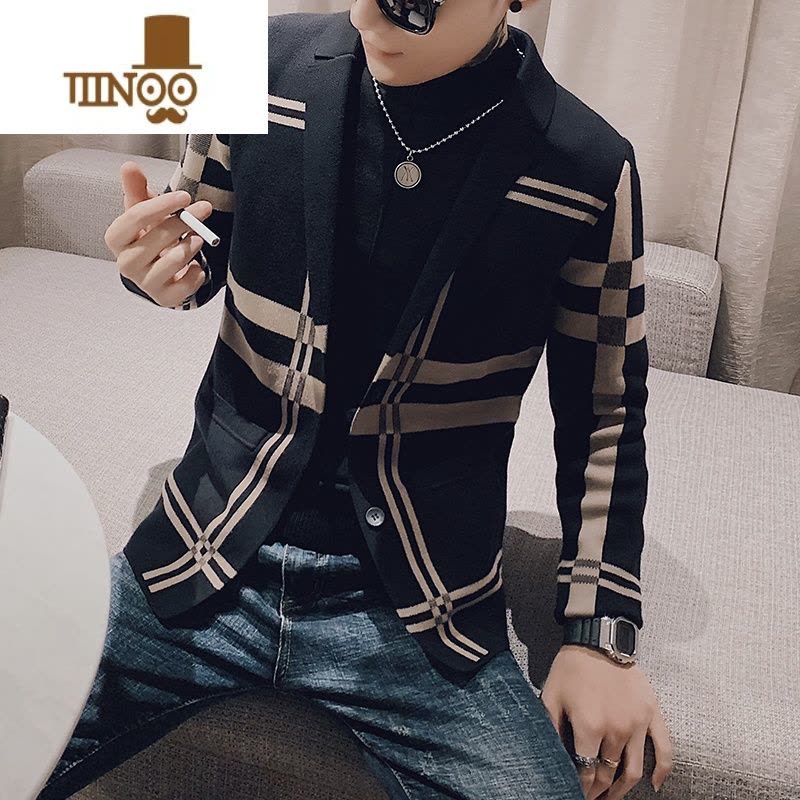 YANXU毛衣开衫男装外穿修身韩版2023新款精小伙痞帅潮牌ins针织外套图片