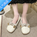 SUNTEK软底蝴蝶结单鞋女浅口百搭小白鞋春夏平底鞋子新款奶奶乐福底