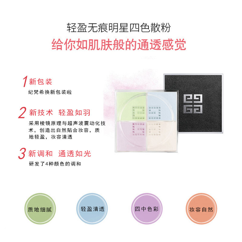 [送礼优选 礼袋装]纪梵希(GIVENCHY) 明星四宫格四色散粉1号色12g(限拍2件,多拍不发货)