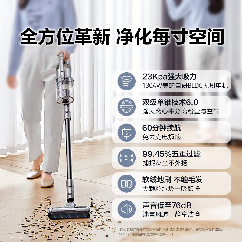 美的吸尘器P6pro家用手持大吸力无线手持吸尘除螨车载随手吸