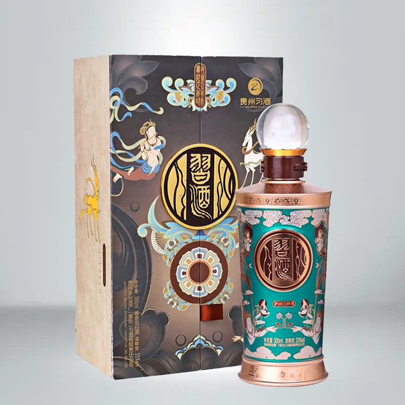 贵州习酒敦煌四祥瑞(九色鹿) 经典酱香型白酒53度500ml【价格图片