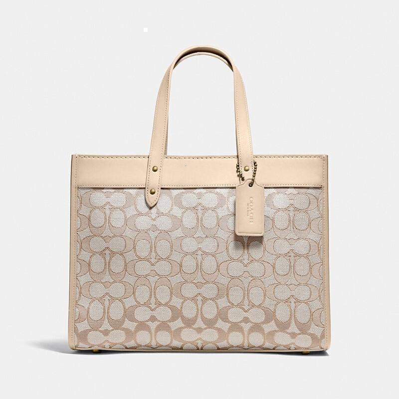 coach蔻驰女包经典标志提花field30号托特包大容量单肩通勤时尚手提包