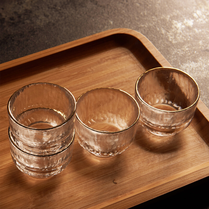 日本清酒酒具日式清酒杯清酒壶套装锤纹玻璃小号酒杯白酒杯温酒壶烫酒