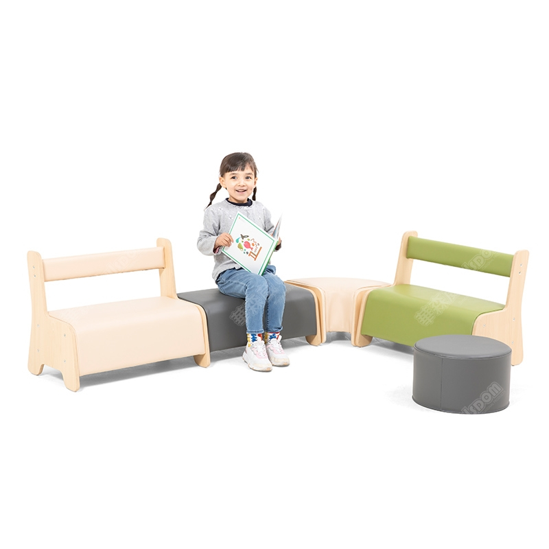 华森葳儿童成套家具单色沙发座椅自然色组合b