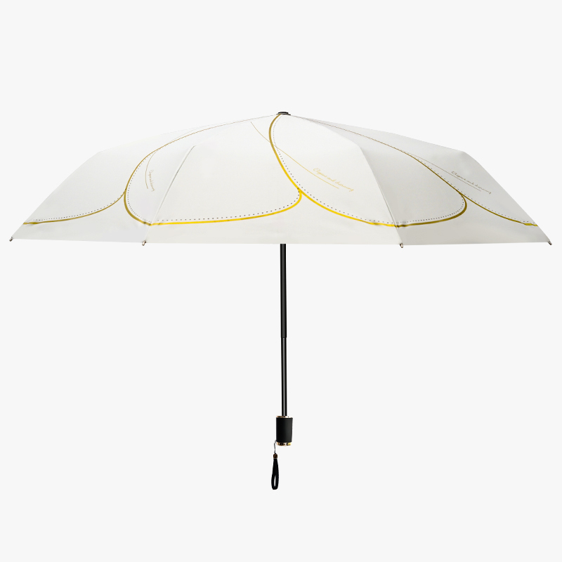 红叶三折浮光流金 小巧便携黑胶太阳伞遮阳伞防晒防紫外线雨伞女晴雨两用伞 颜色随机-5431!高清大图