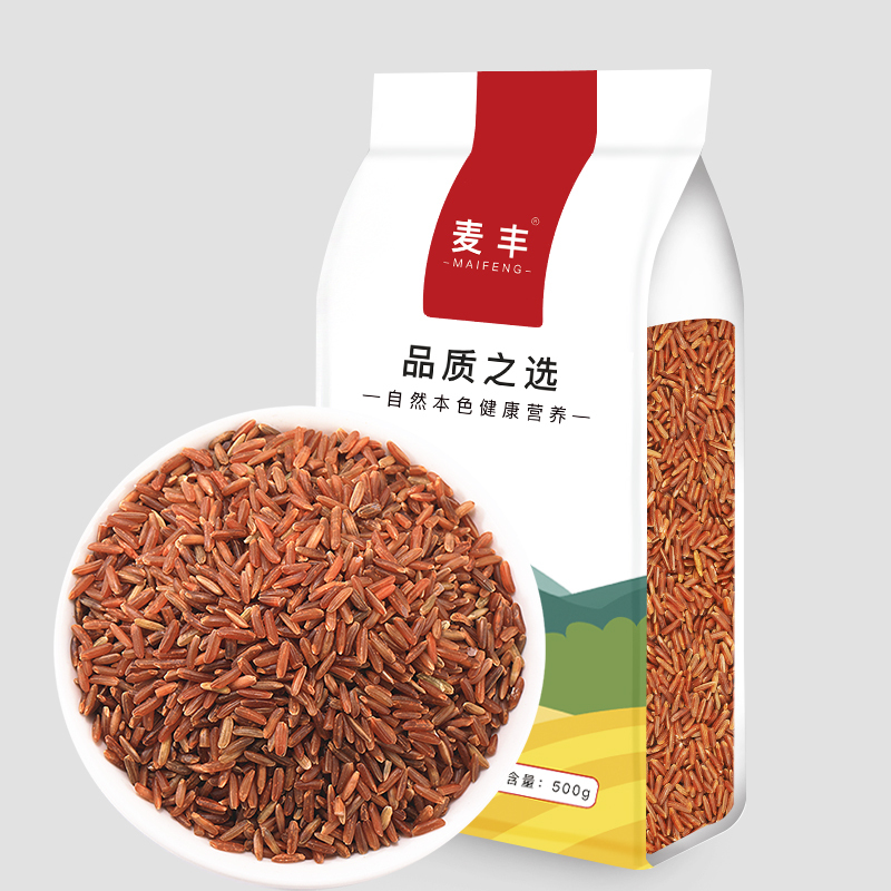 麦丰 红米500g/袋 五谷杂粮 米面粮油 粗粮 国产食品真空袋装 大米粥米伴侣