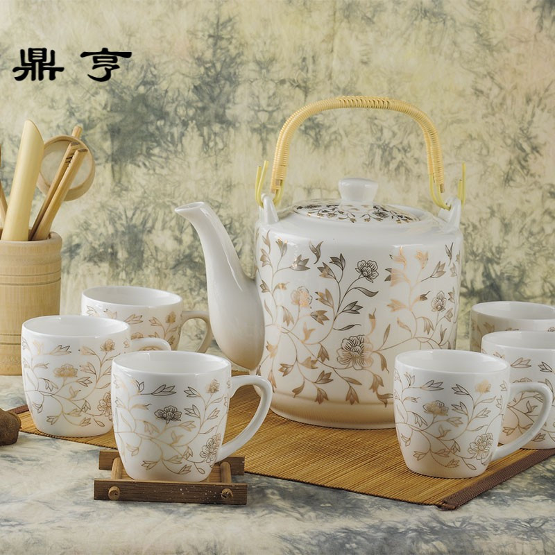 鼎亨景德镇热水大茶壶陶瓷茶壶茶杯套装家庭整套茶具水具大号办公