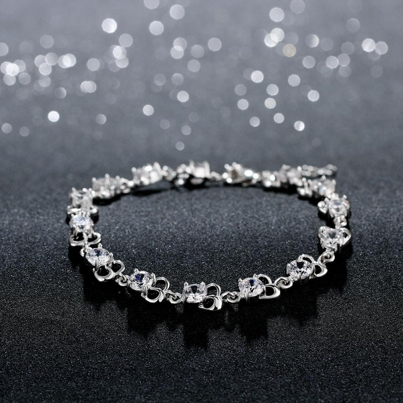 H371 Fashion Bracelet唯美花纹锆石手链欧美外贸镀925纯银女首饰送女朋友七夕情人节礼物
