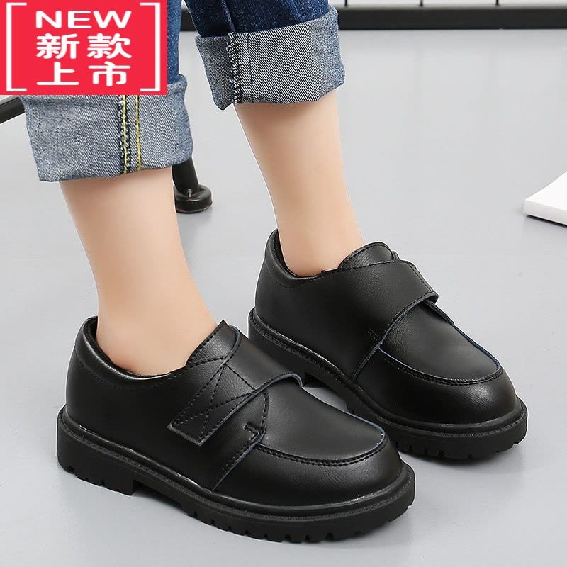 可莉允儿童鞋男童皮鞋春秋2022新款韩版软底英伦风黑色中大童学生演出鞋运动休闲鞋图片