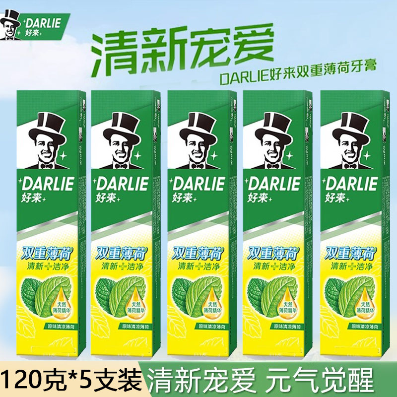DARLIE好来(原黑人)双重薄荷牙膏家庭旅行装120g*5支 清新口气 防蛀固齿高清大图