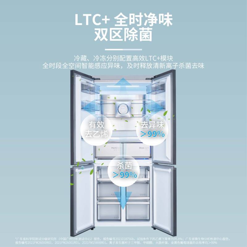 倍科(beko)506L十字对开门冰箱 纤薄平嵌 全时净味 双区除菌 蓝光养鲜 三档变温 一级能效 GNE0506BG