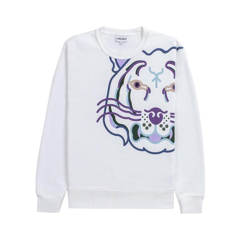 高田贤三(Kenzo)白色印花圆领长袖女运动卫衣套头衫潮流百搭配色