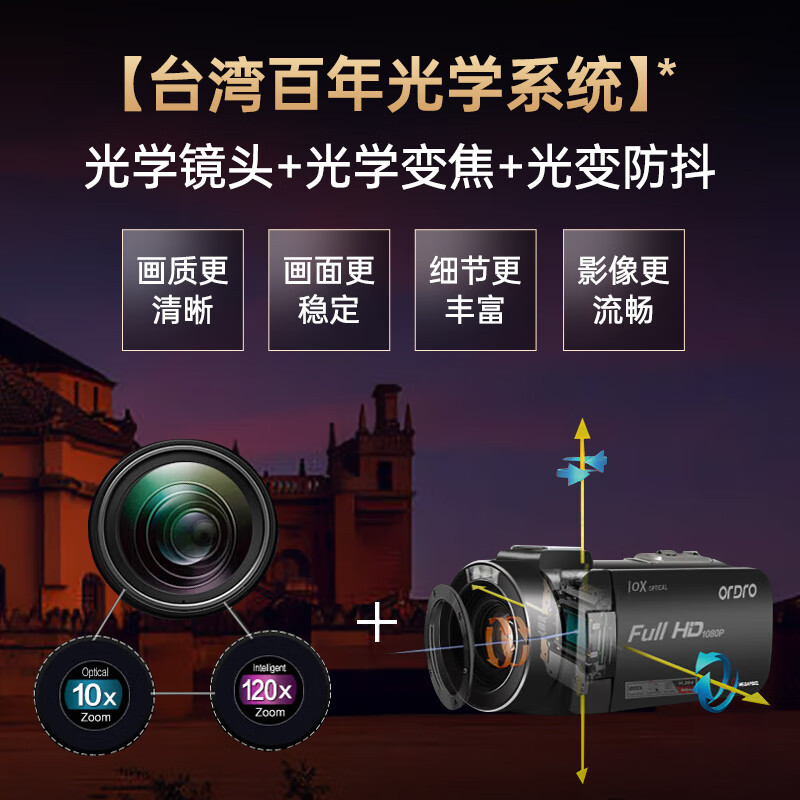欧达(ORDRO)旗舰版 摄像机光学变焦录像机高清直播DV摄影机家用手持婚庆旅拍会议vlog摄录一体机 Z82高清大图