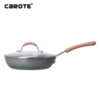 Carote麦饭石不粘平底煎锅家用锅具加厚煎饼锅牛排锅平底锅26cm带盖