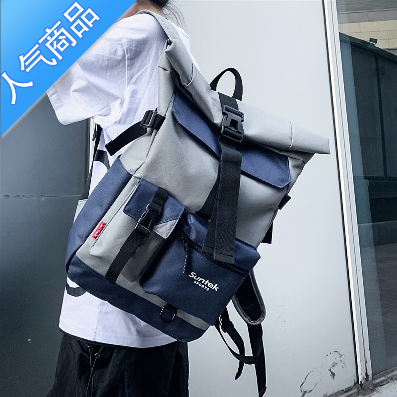 封后双肩包男潮工装机能街头潮酷运动背包大容量校园ins风书包大学生学生书包