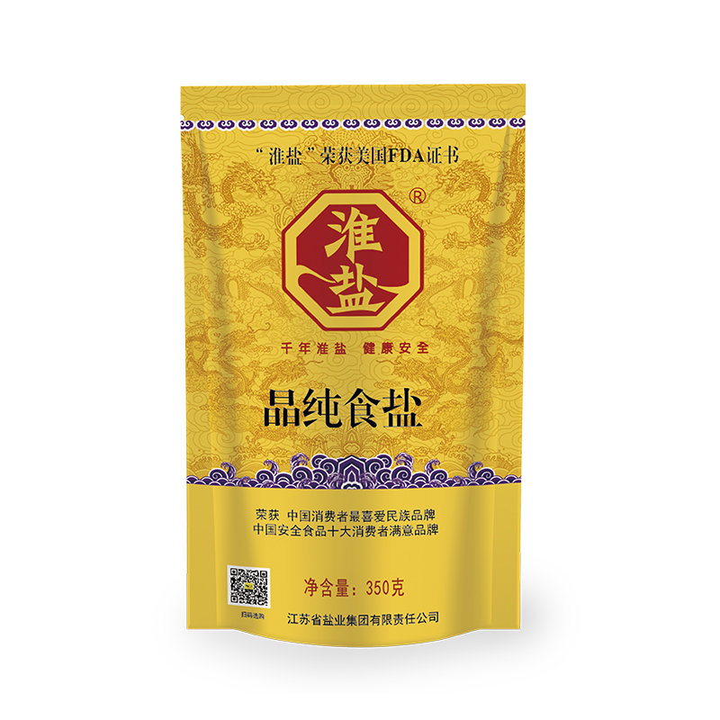 淮牌晶纯食盐350g*7袋 淮盐家用细盐金龙版