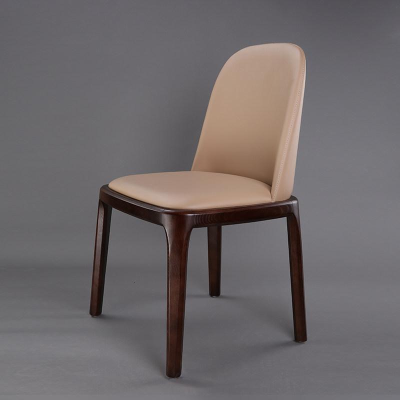汐岩椅子家用实木餐椅现代简约凳子靠背椅书桌椅北欧实木椅化妆椅 香槟胡桃色耐磨皮无扶手