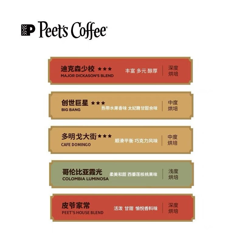 皮爷咖啡 Peets coffee皮爷精品阿拉比卡新鲜烘焙拼配咖啡豆多明戈大街3盒