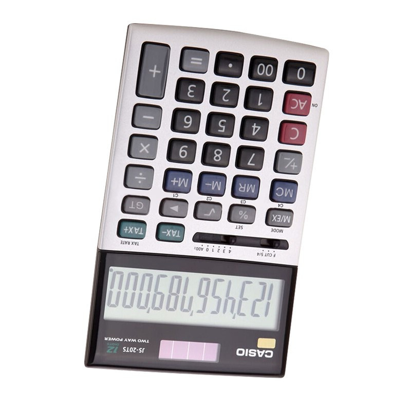 卡西欧(CASIO)JS-20TS太阳能计算器12位数财务会计用大屏计算机 大字大屏