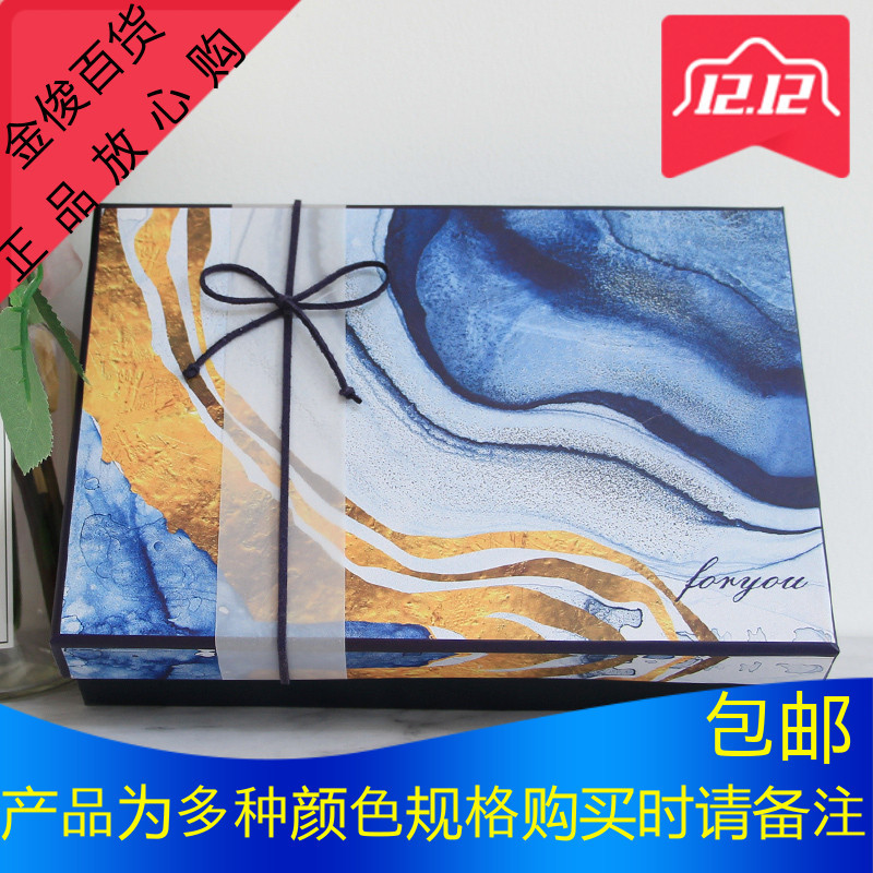 ins风高档精美大理石大号圣诞简约衣服鞋生日礼品围巾纸包装盒子