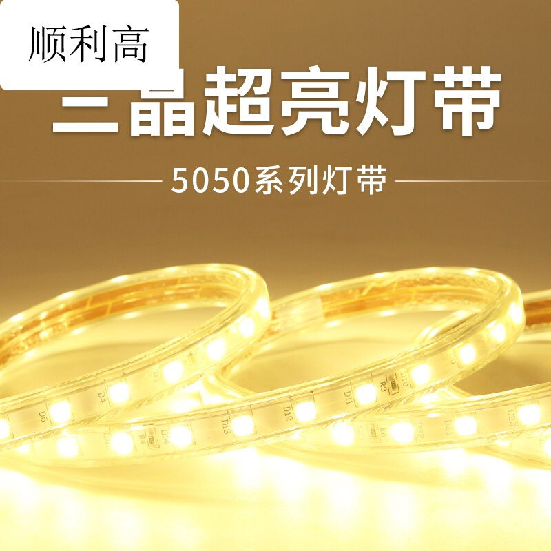 led灯带5050防客厅顶线灯高亮灯条彩色贴片户外led光带72灯[满十米送插头]其它
